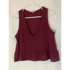 Cloud Ten Womens‎ V-Neck Blouse Size M Maroon